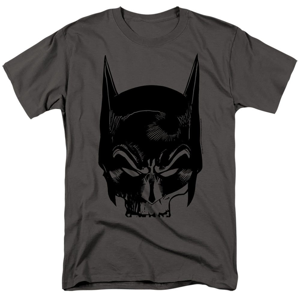 Batman Skull On Gray Mens T Shirt Charcoal Retro Pop Classics