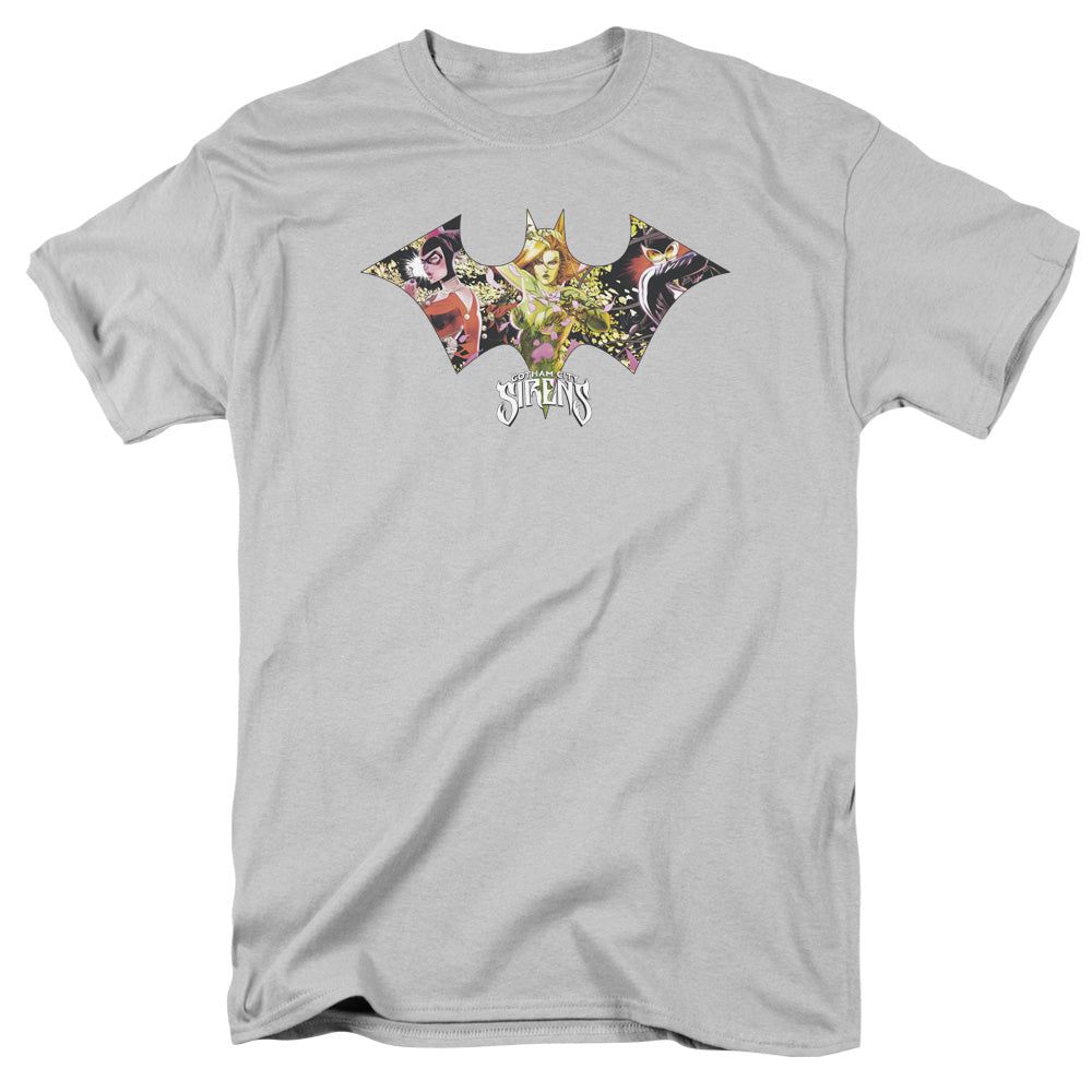 Batman Sirens Bat Mens T Shirt Silver Retro Pop Classics