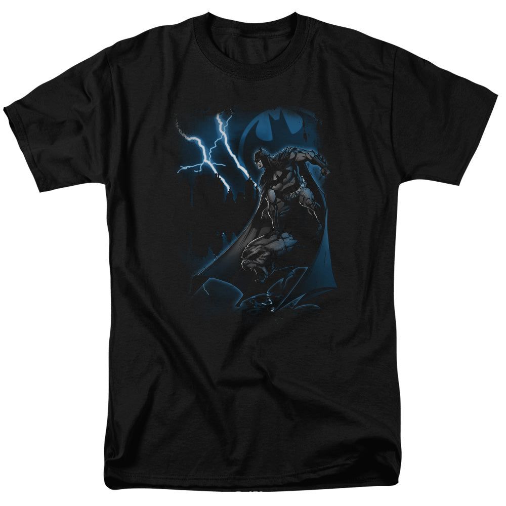 Batman Lightning Strikes Mens T Shirt Black Retro Pop Classics