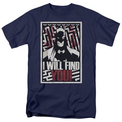 Batman I Will Find You Mens T Shirt Navy Blue Retro Pop Classics