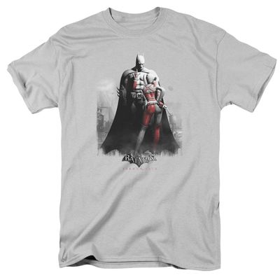 Batman Arkham City Harley And Bats Mens T Shirt Silver Retro Pop Classics