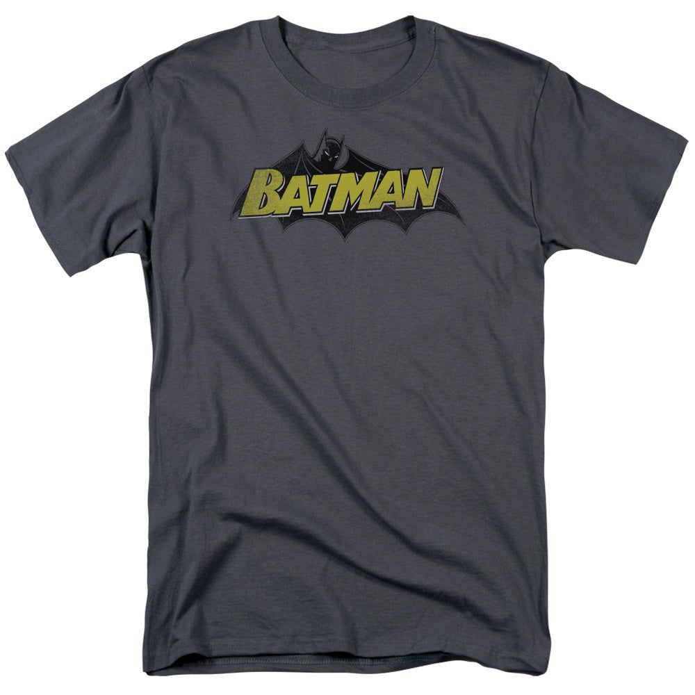 Batman Classic Comic Logo Mens T Shirt Charcoal Retro Pop Classics