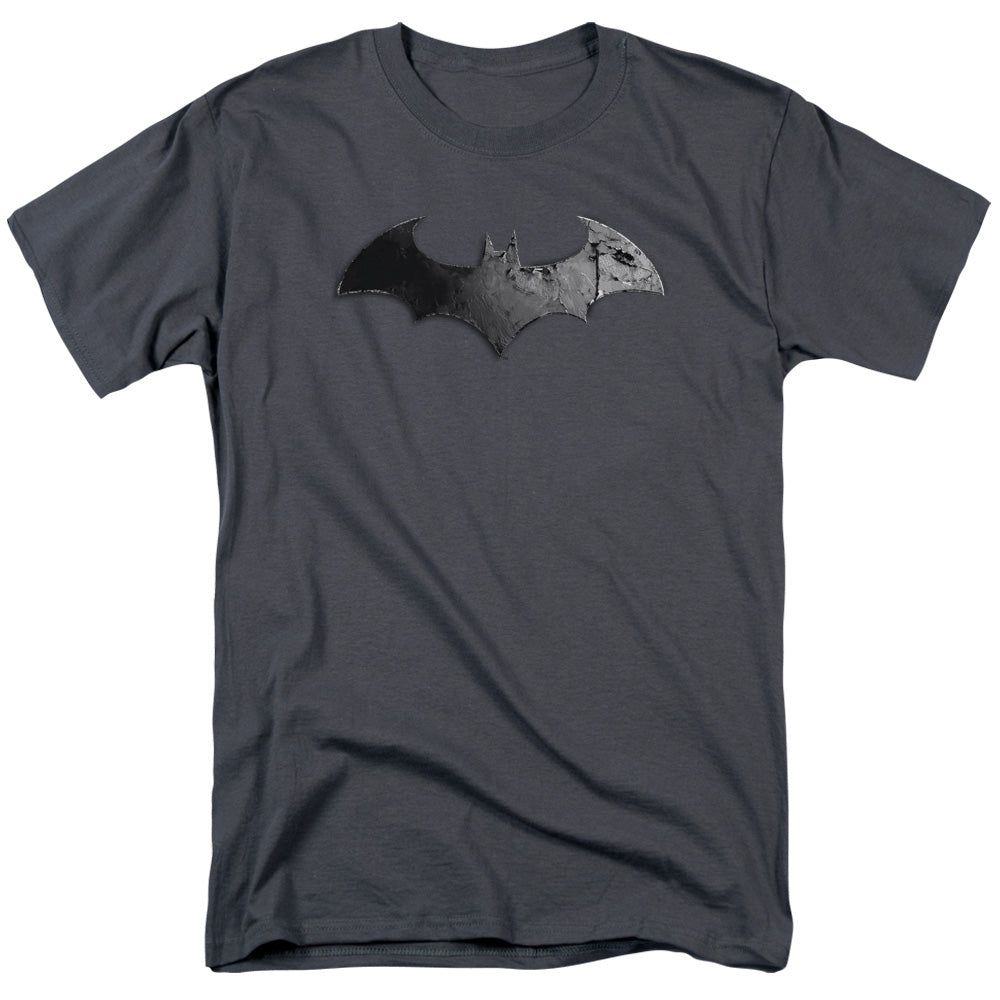 Batman Arkham City Bat Logo Mens T Shirt Charcoal Retro Pop Classics