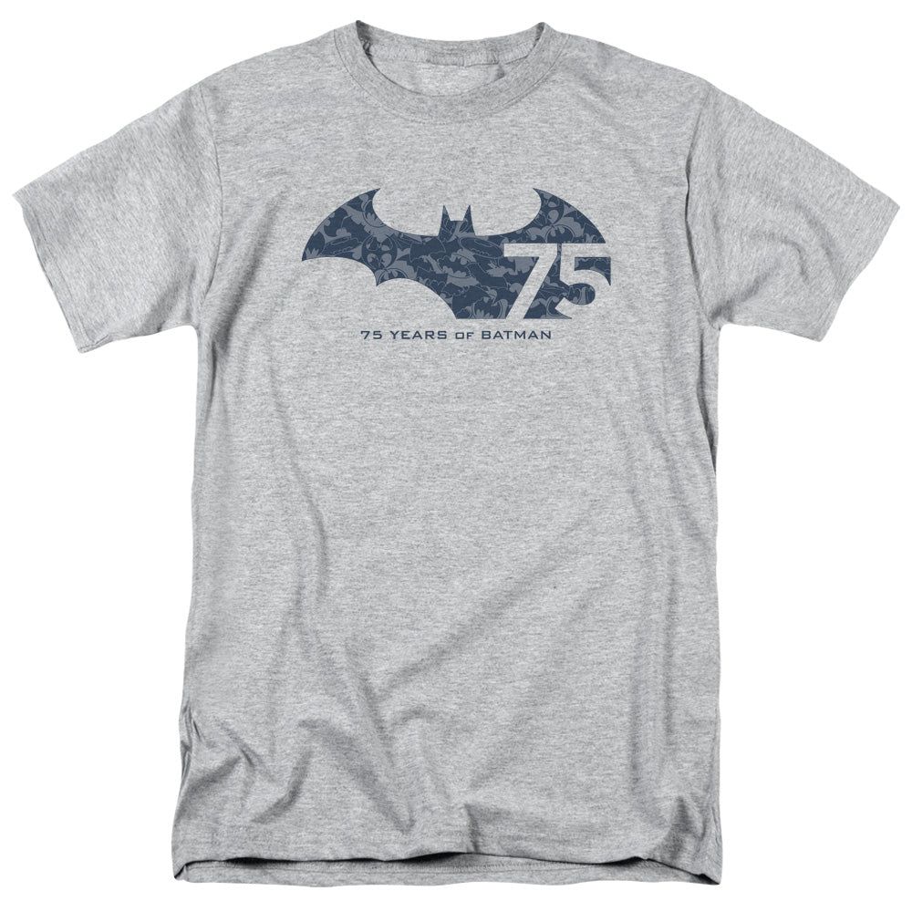 Batman 75 Year Collage Mens T Shirt Athletic Heather Retro Pop Classics