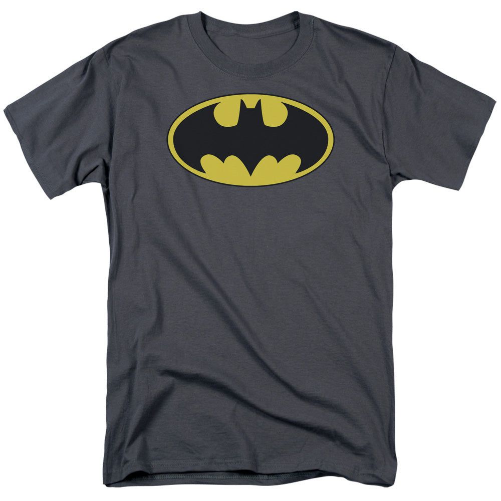 Batman Classic Bat Logo Mens T Shirt Charcoal Retro Pop Classics