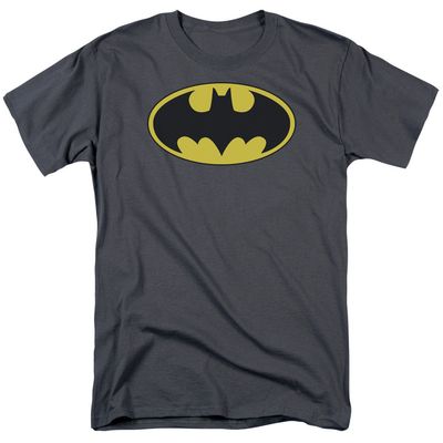Batman Classic Bat Logo Mens T Shirt Charcoal Retro Pop Classics