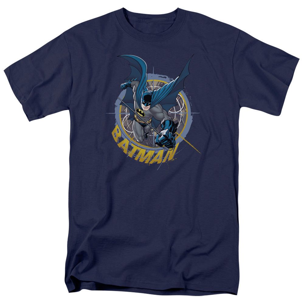Batman In The Crosshairs Mens T Shirt Navy Blue Retro Pop Classics