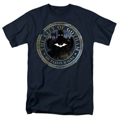 The Batman 2022 Gotham Seal Mens T Shirt Navy Retro Pop Classics