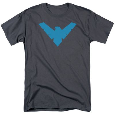 Batman Nightwing Symbol Mens T Shirt Charcoal Retro Pop Classics