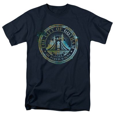 The Batman City Of Gotham Mens T Shirt Navy Retro Pop Classics