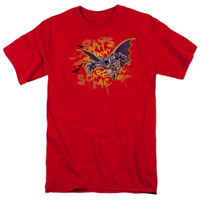 Batman Bats Dont Scare Me Mens T Shirt Red Retro Pop Classics