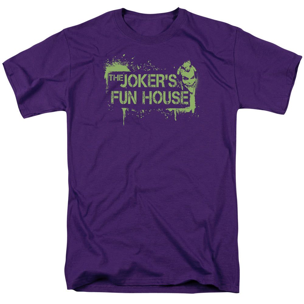 Batman Arkham City Jokers Fun House Mens T Shirt Purple Retro Pop Classics