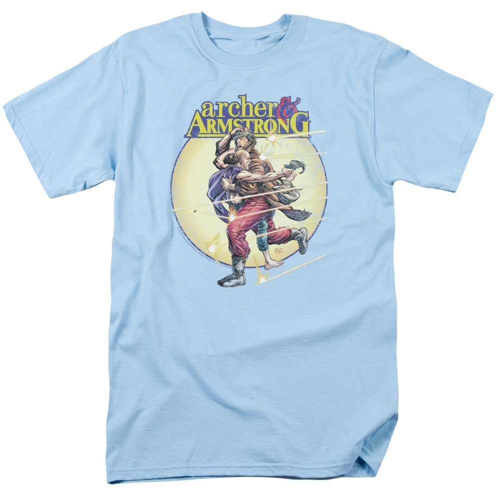 Archer &amp; Armstrong Vintage A &amp; A Mens T Shirt Light Blue Retro Pop Classics