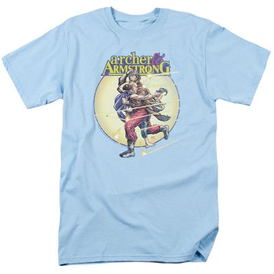Archer &amp; Armstrong Vintage A &amp; A Mens T Shirt Light Blue Retro Pop Classics