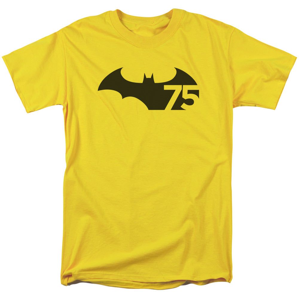 Batman 75 Logo Mens T Shirt Yellow Retro Pop Classics
