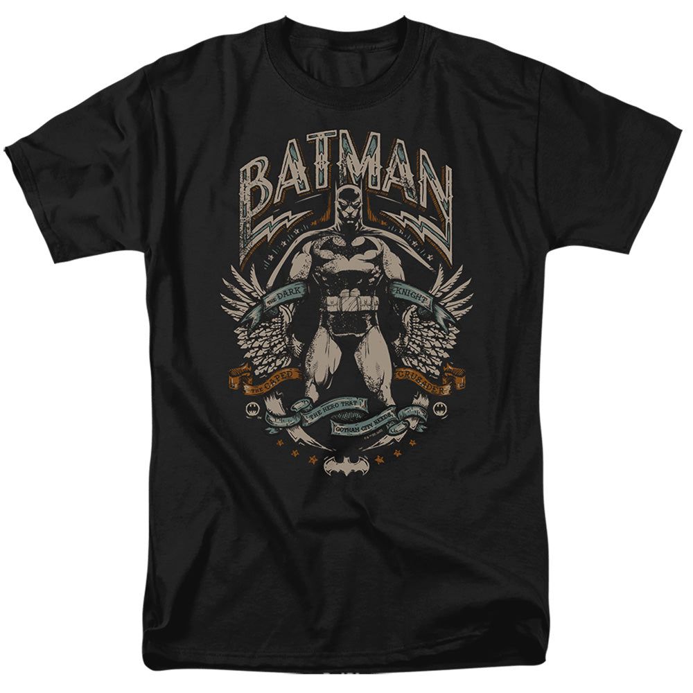 Batman Gotham Hero On Black Mens T Shirt Black Retro Pop Classics