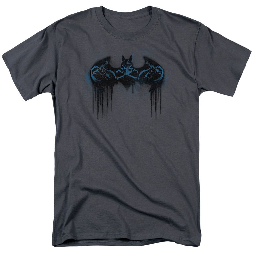 Batman Run Away Mens T Shirt Charcoal Retro Pop Classics