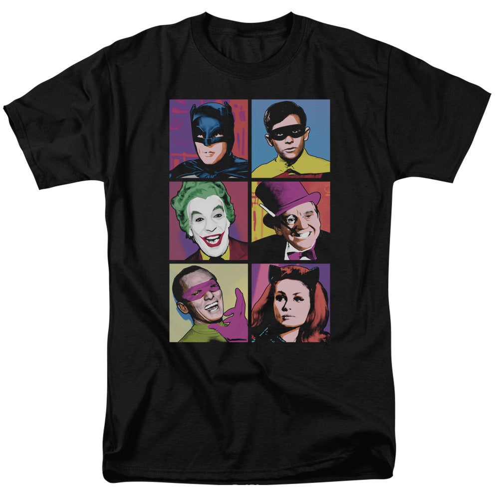Batman Classic TV Pop Cast Mens T Shirt Black Retro Pop Classics