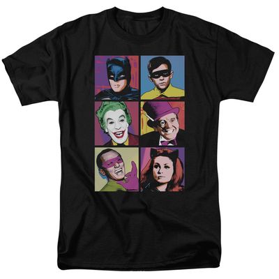 Batman Classic TV Pop Cast Mens T Shirt Black Retro Pop Classics
