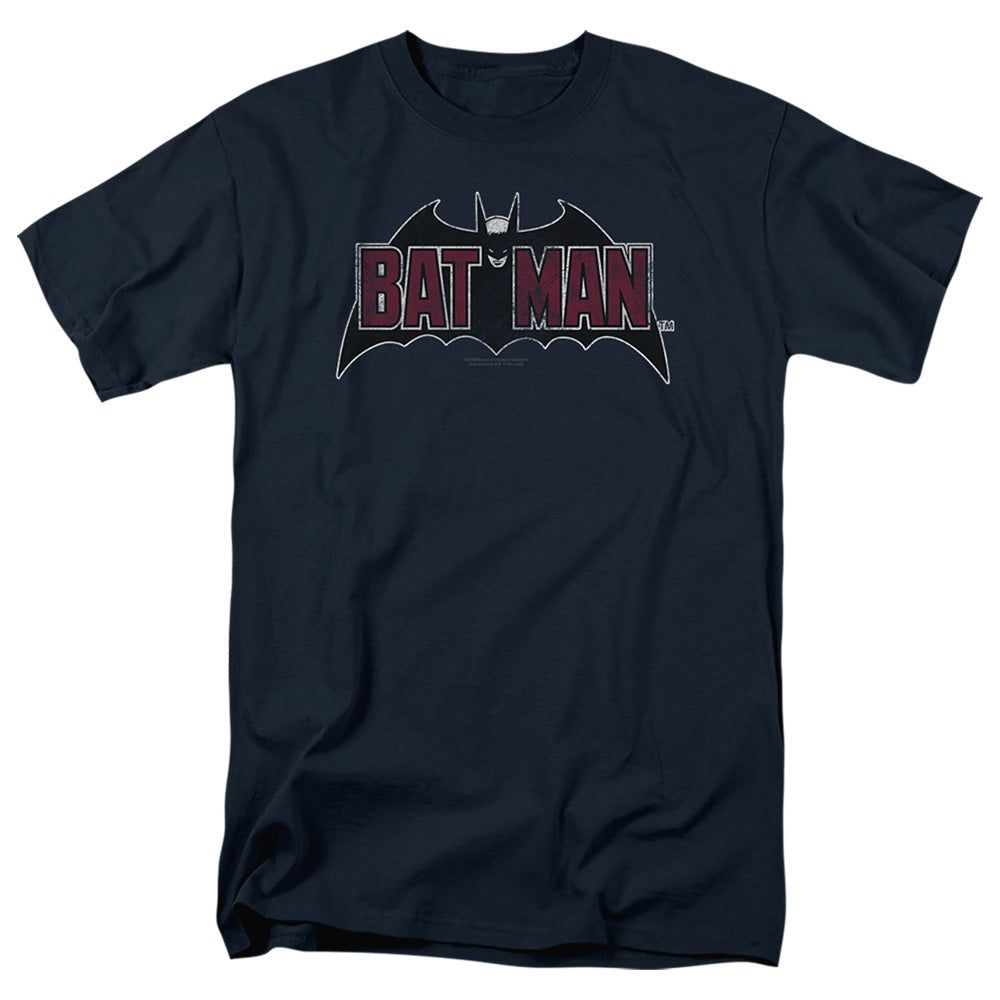 Batman Vintage Bat Logo On Navy Mens T Shirt Navy Retro Pop Classics