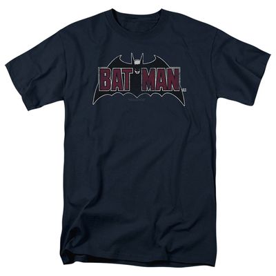 Batman Vintage Bat Logo On Navy Mens T Shirt Navy Retro Pop Classics