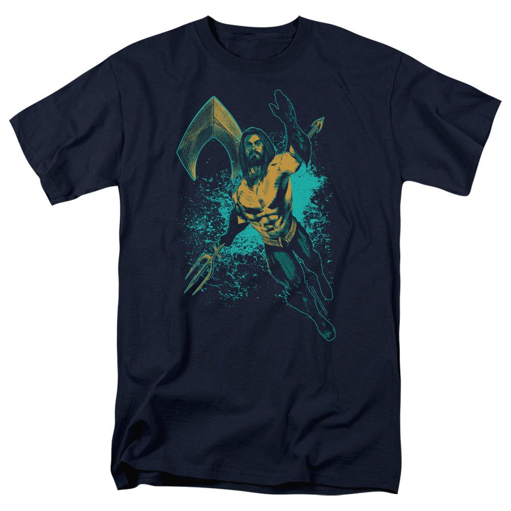 Aquaman Movie Make A Splash Mens T Shirt Navy Retro Pop Classics