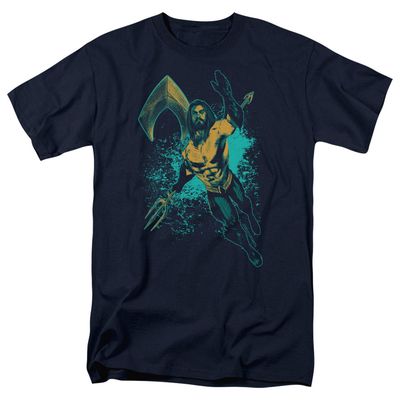 Aquaman Movie Make A Splash Mens T Shirt Navy Retro Pop Classics