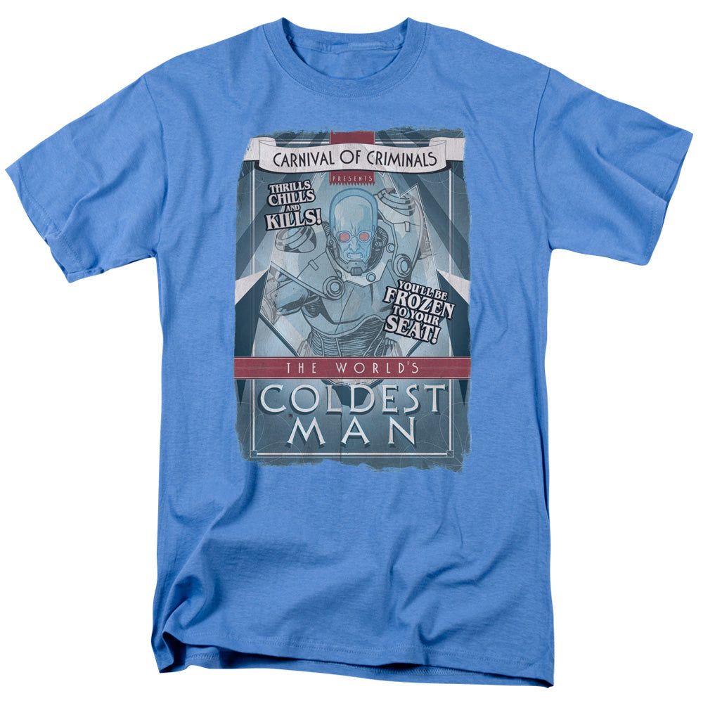 Batman Coldest Man Mens T Shirt Carolina Blue Retro Pop Classics