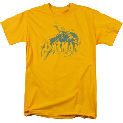 Batman Heres Batman Mens T Shirt Gold Retro Pop Classics