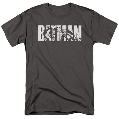 Batman Text On Gray Mens T Shirt Charcoal Retro Pop Classics