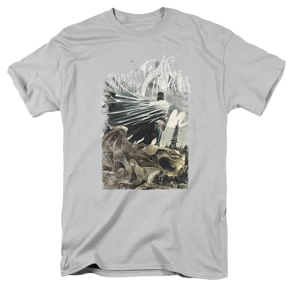 Batman Instill Fear Mens T Shirt Silver Retro Pop Classics