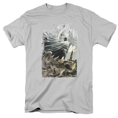 Batman Instill Fear Mens T Shirt Silver Retro Pop Classics