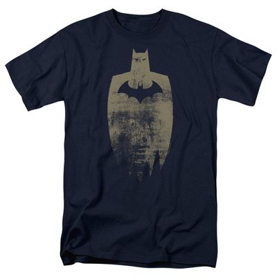 Batman Gold Silhouette Mens T Shirt Navy Blue Retro Pop Classics