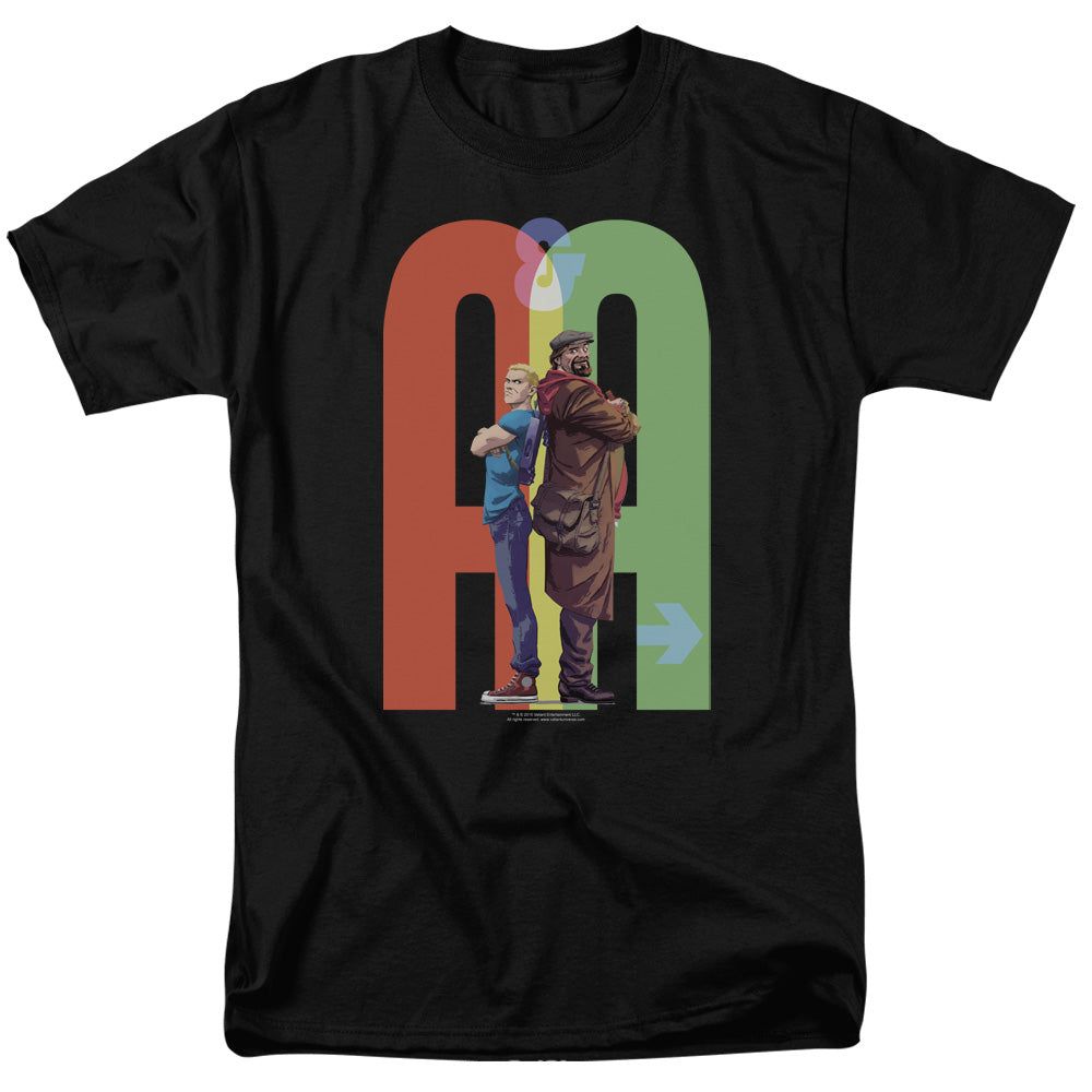 Archer &amp; Armstrong Back To Bak Mens T Shirt Black Retro Pop Classics