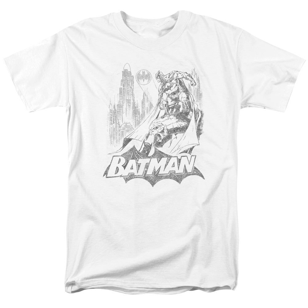 Batman Bat Sketch Mens T Shirt White Retro Pop Classics