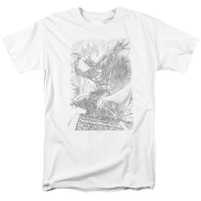 Batman Pencil Batarang Throw Mens T Shirt White Retro Pop Classics