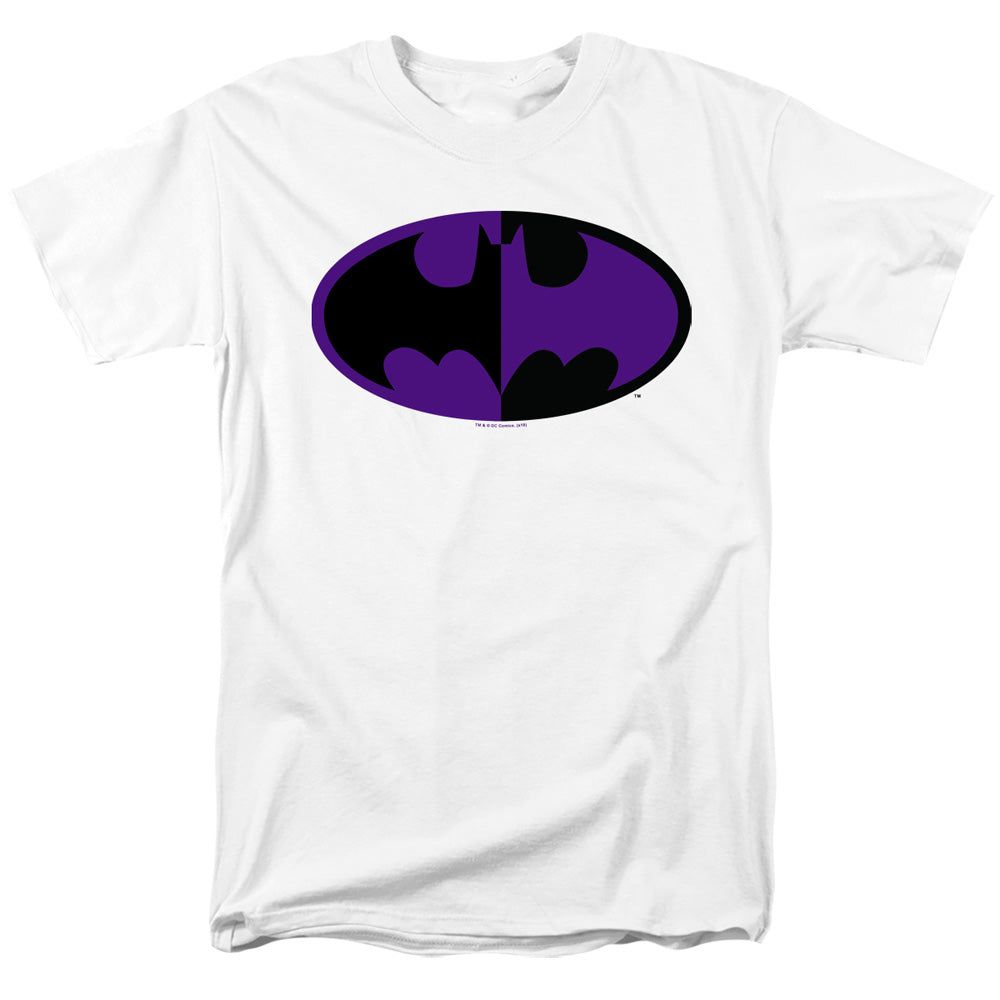 Batman Split Symbol Mens T Shirt White Retro Pop Classics