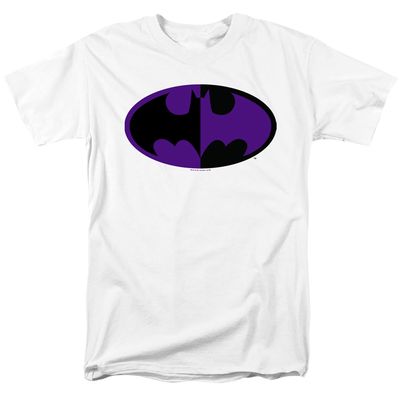 Batman Split Symbol Mens T Shirt White Retro Pop Classics