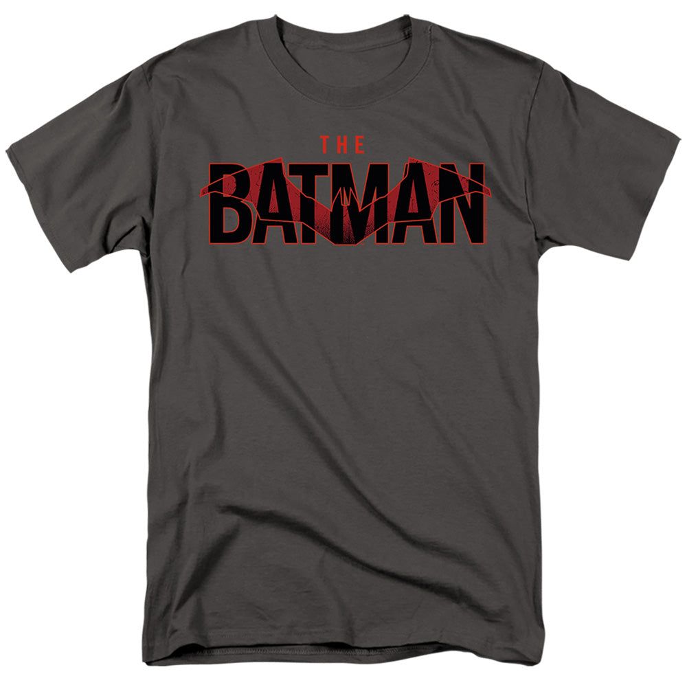 The Batman Logo With Red Bat Mens T Shirt Charcoal Retro Pop Classics