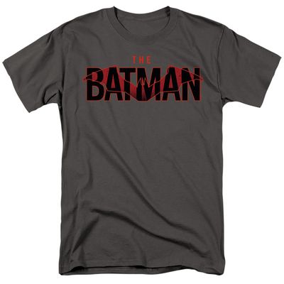 The Batman Logo With Red Bat Mens T Shirt Charcoal Retro Pop Classics