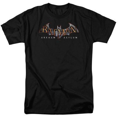 Batman AA Arkham Asylum Logo Mens T Shirt Black Retro Pop Classics