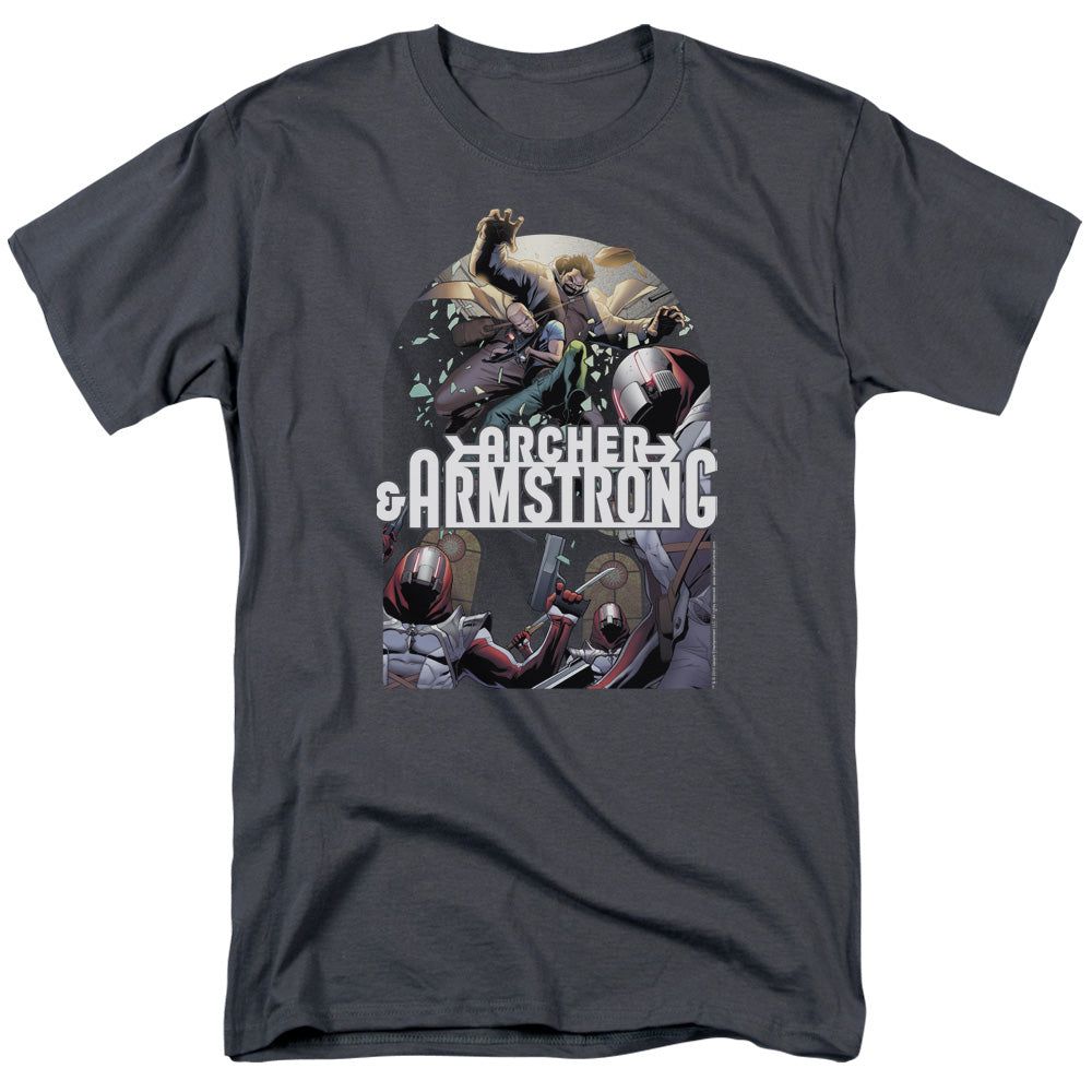 Archer &amp; Armstrong Dropping In Mens T Shirt Charcoal Retro Pop Classics