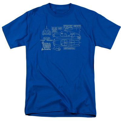 Batman Batmobile Mens T Shirt Royal Blue Retro Pop Classics