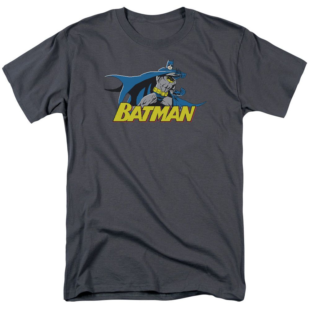 Batman 8 Bit Cape Mens T Shirt Charcoal Retro Pop Classics