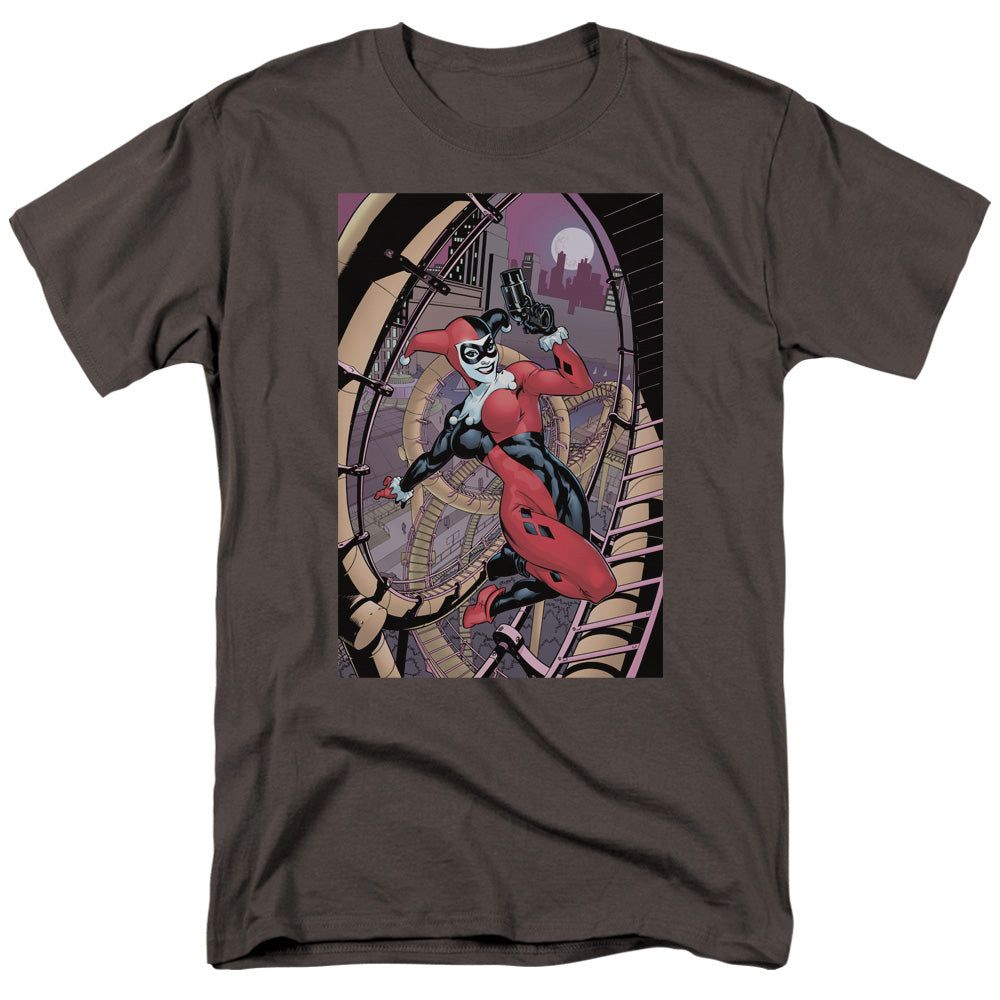 Batman Harley First Mens T Shirt Charcoal Retro Pop Classics