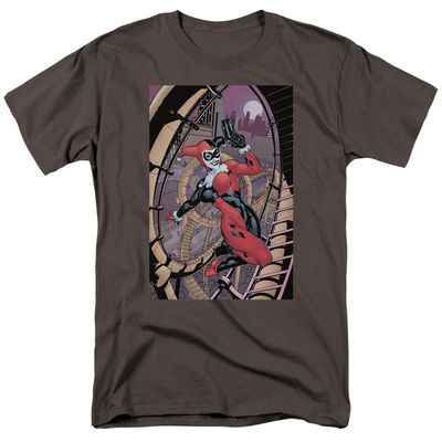 Batman Harley First Mens T Shirt Charcoal Retro Pop Classics