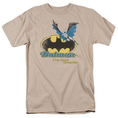 Batman Caped Crusader Retro Mens T Shirt Sand Retro Pop Classics