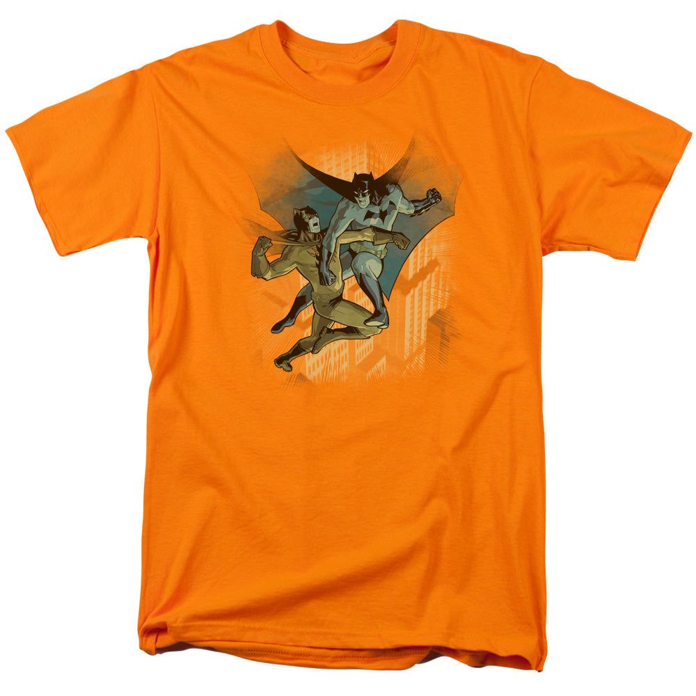 Batman Batman Vs Catman Mens T Shirt Orange Retro Pop Classics