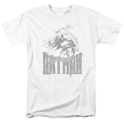 Batman Knight Sketch Mens T Shirt White Retro Pop Classics