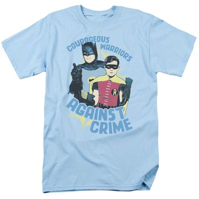 Batman Classic TV Courageous Warriors Mens T Shirt Light Blue Retro Pop Classics